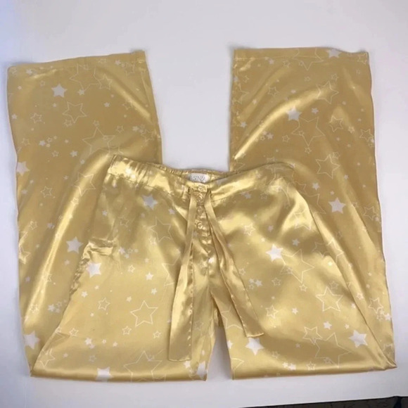 Satin gold straight leg pyjama pants loungewear size extra small - Picture 1 of 13